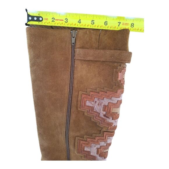 Gianni Bini Boots Southwestern Boho Leather Knee High Aztec Embroidered Suede 10 - Picture 11 of 16